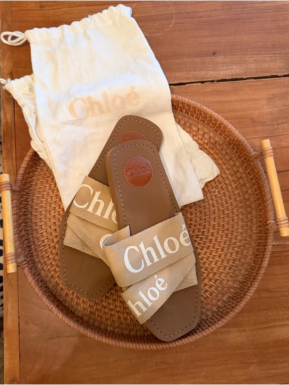 Authentic Chloé Woody Logo Sandals Size EU36 in Soft Tan Colorway - Picture 4 of 4